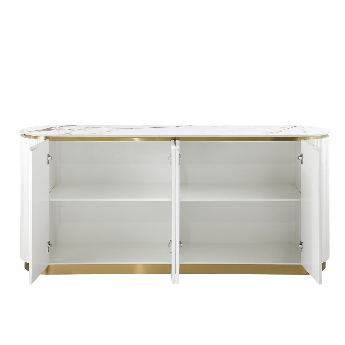 Trandell 70" Modern Glam Faux Marble Top Fully Assembled Sideboard - room setting