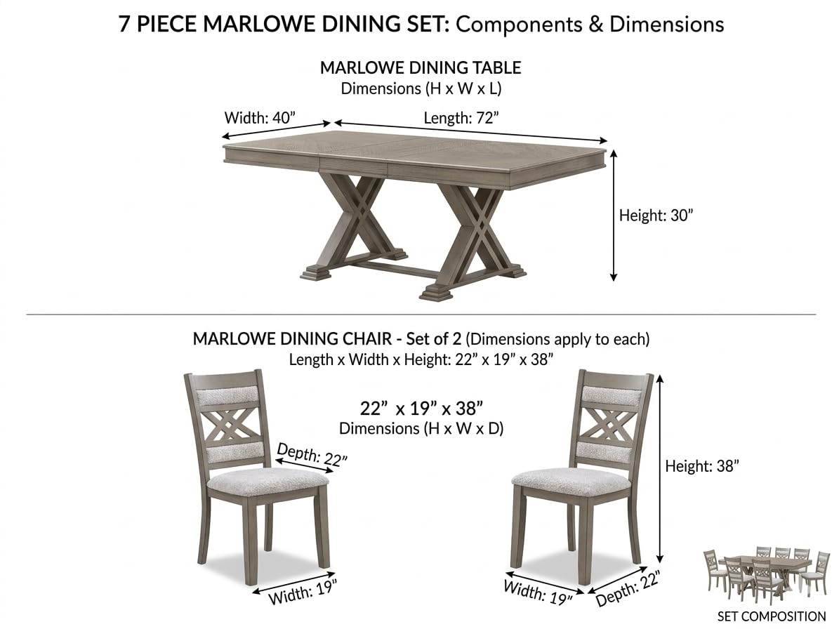 Marlowe Weathered Gray 7-Piece Dining Set — product view 4