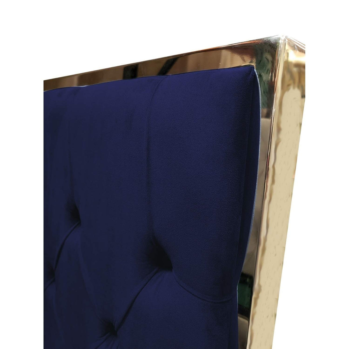 Natasha Velvet Platform Bed, King in Blue - front view