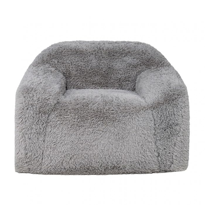 Vander Boneless Barrel Accent Chair in Fog Gray Faux Fur – view 3