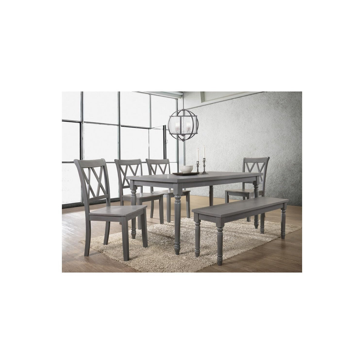 Rustic Rectangular Dining Table Rustic Grey - front view