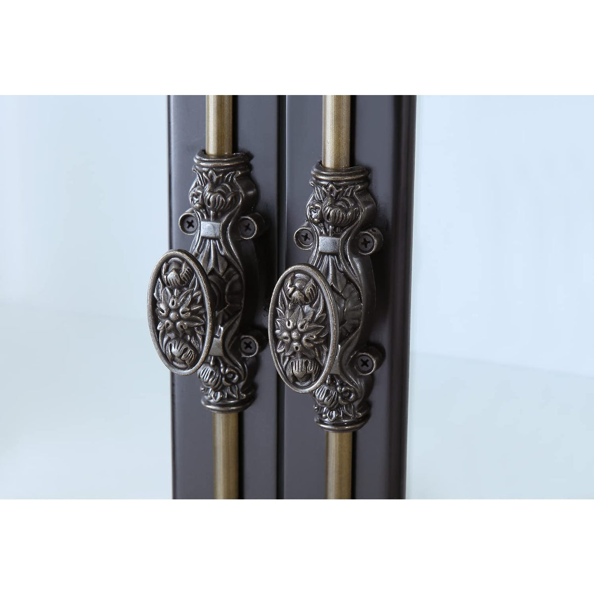 Lucinda 75" Tall Bookshelf Cabinet with Dual Glass Door Display - detail view