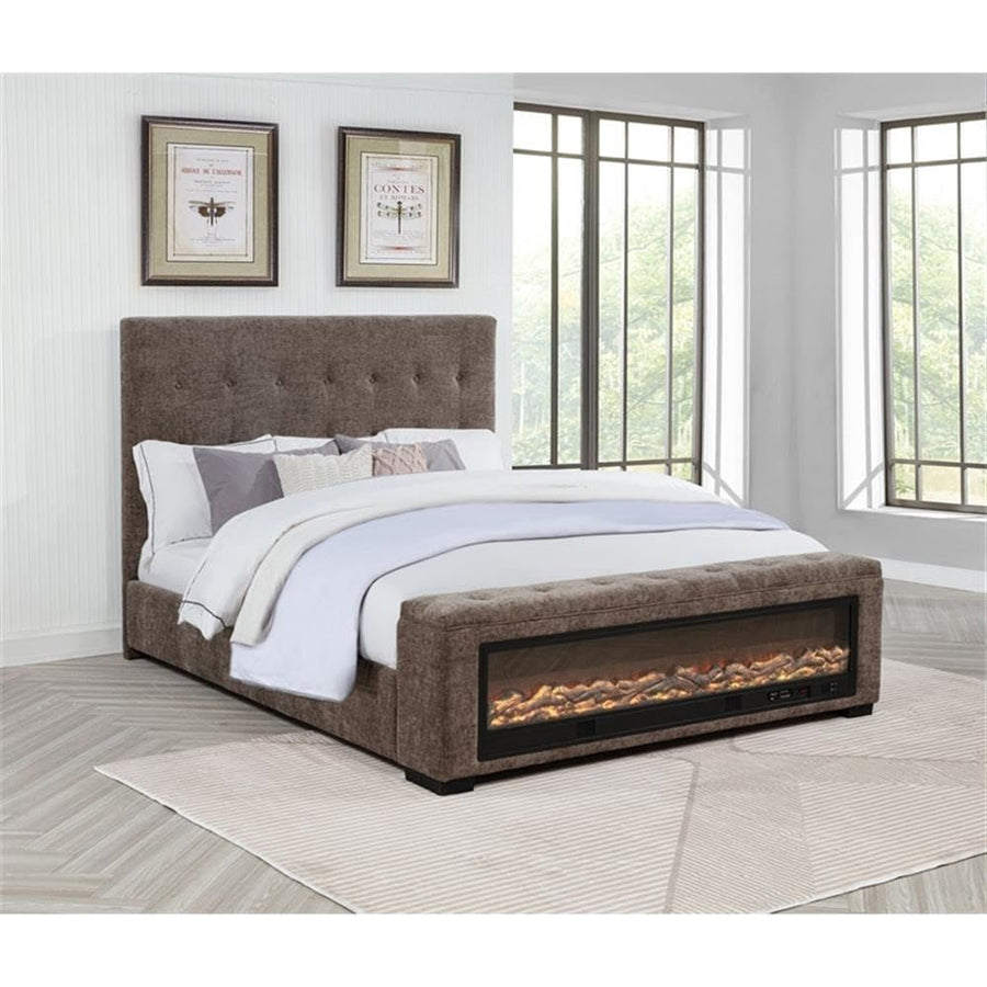 Umeria Modern Bed Frame Queen/Gray Chenille