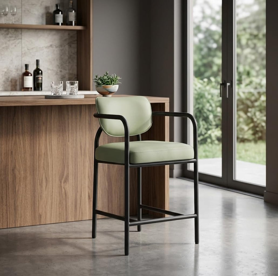 Recency Mid-Century Modern Counter Height Stool in Soft Sage