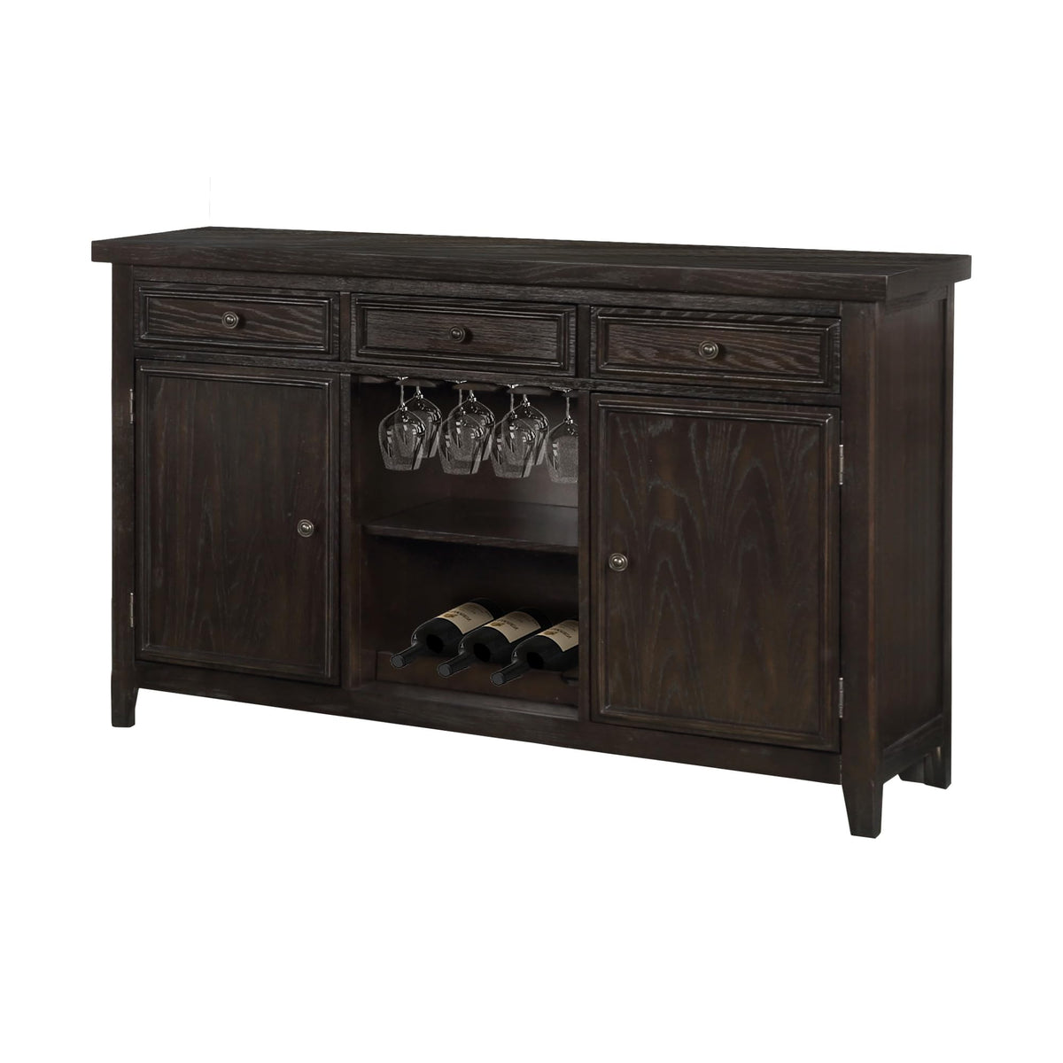 55" Traditional Solid Wood Server in Dark Brown in Espresso