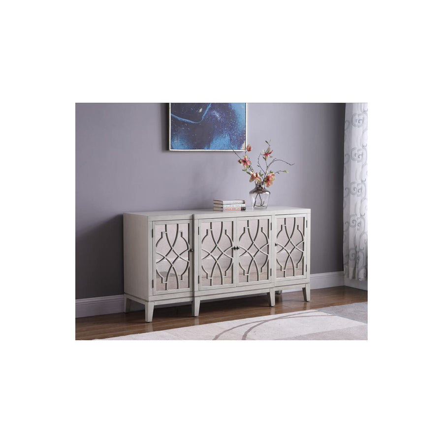 Tiffany Cottage Style Mirrored Sideboard in Antique Beige