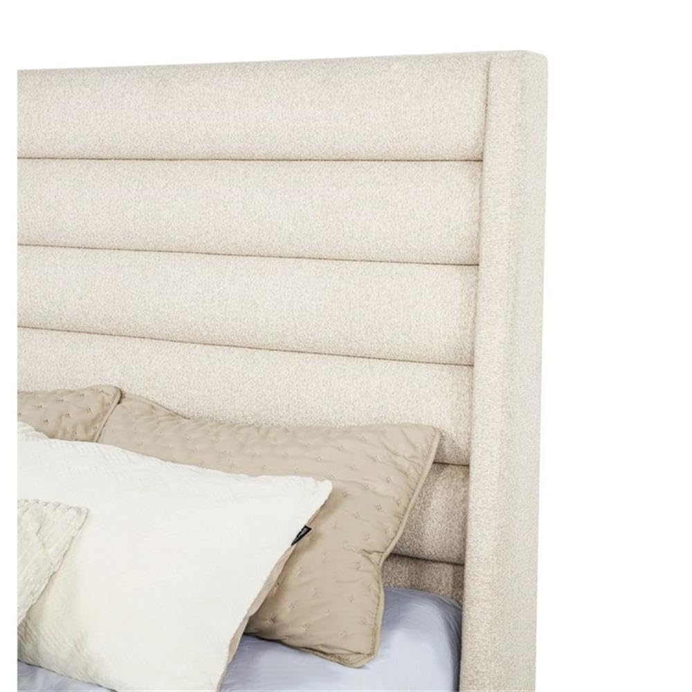 Tlerae Modern Upholstered Bed Frame (Eastern King/Oat) in Oatmeal - room setting