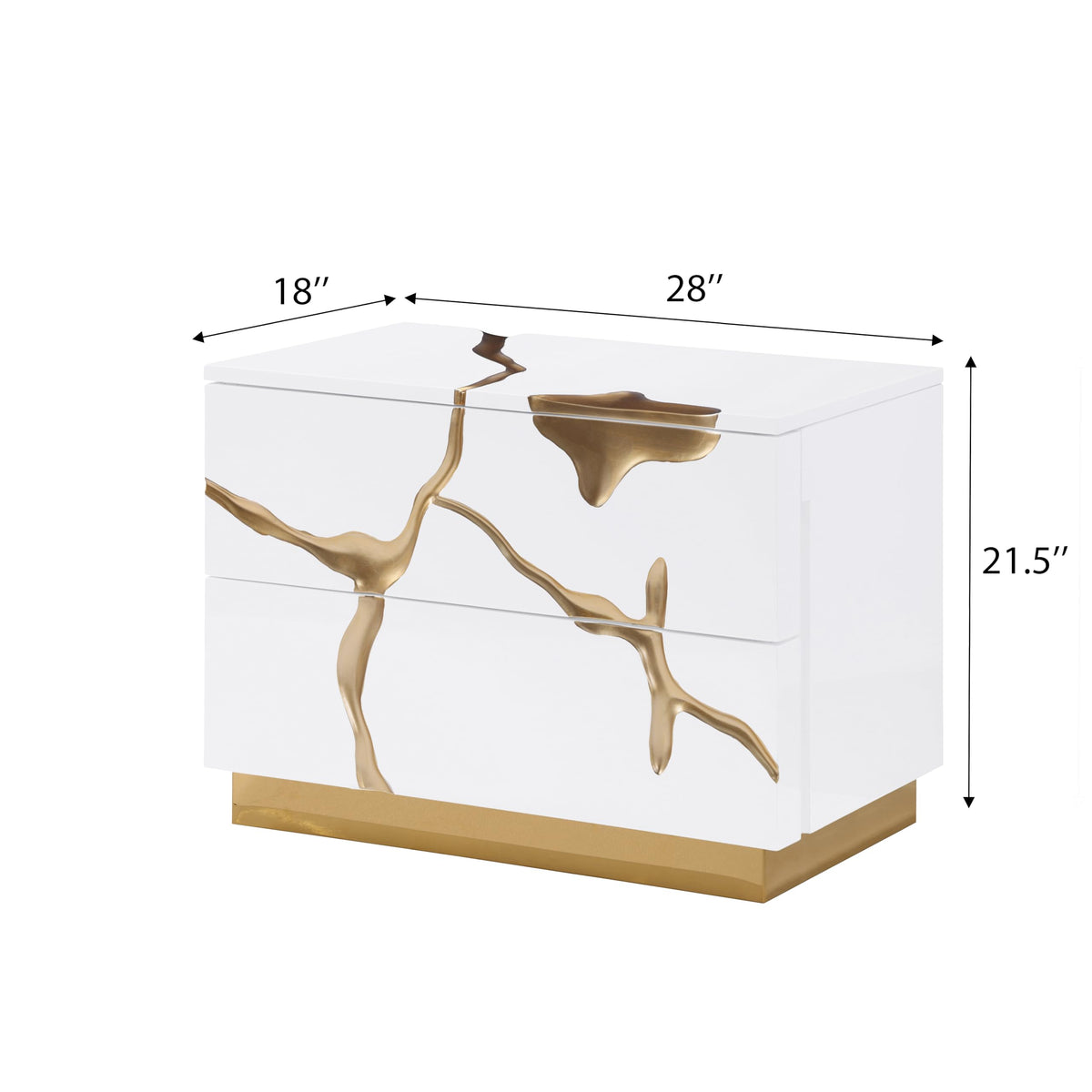 Trevello Modern Contemporary High-Gloss Lacquered Right Nightstand - side view