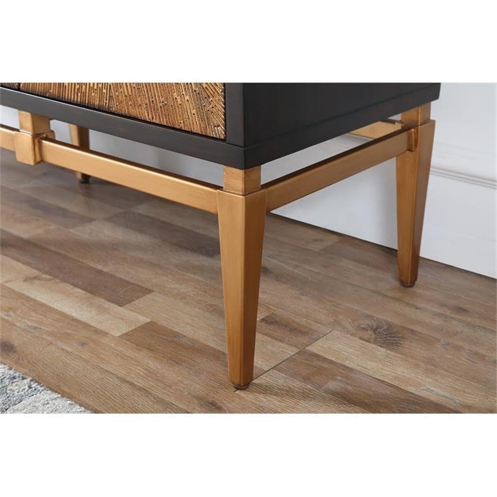 Modern Wood Kitchen Cabinet/Sideboard in Antique Brown/Gold - room setting
