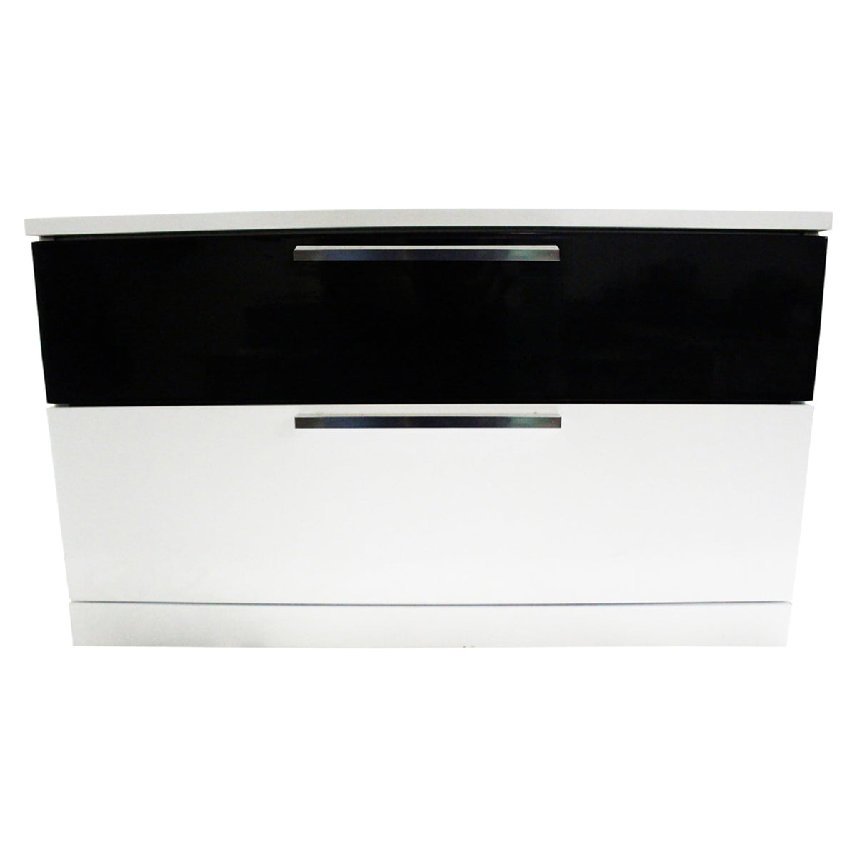 Bahamas 16" Modern 2-Drawer Nightstand with Top Black Drawer, Lacquered Surface - detail view