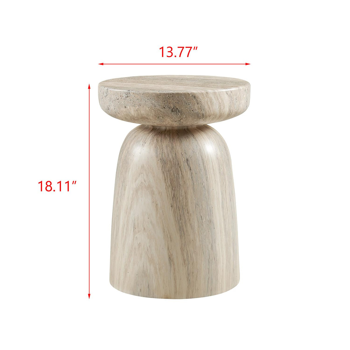 Vyn 14" Modern Round Side Table Concrete Tavertine Finish - side view