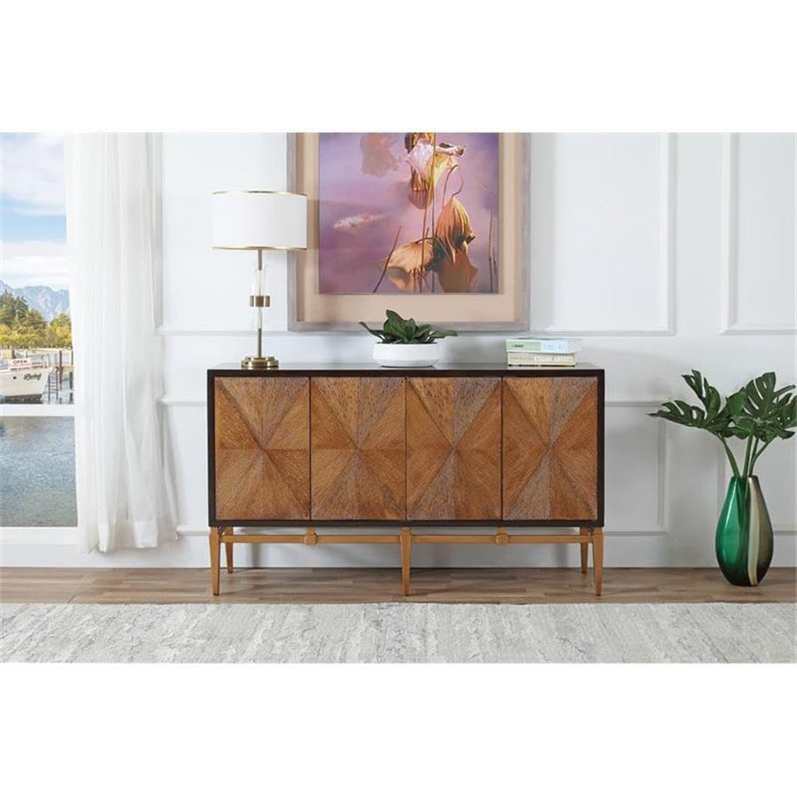 Modern Wood Kitchen Cabinet/Sideboard in Antique Brown/Gold