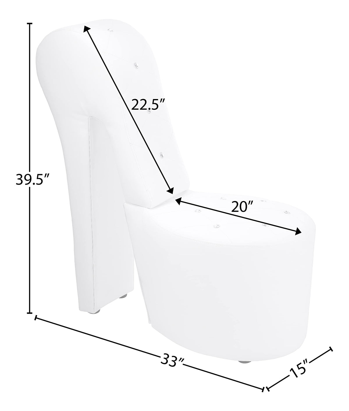 Tristam 40" Modern Glam High Heel Lounge Chair - side view