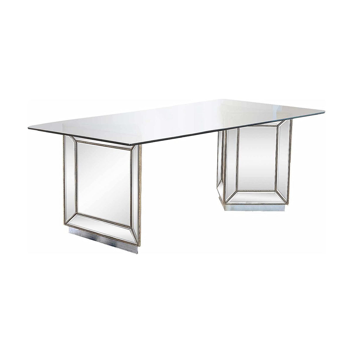 Nicolette 72" Solid Wood Dining Table in Mirrored Silver