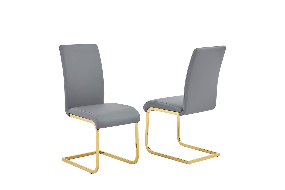 Mirage 5 Pcs Glass Top Mid-Century Modern Dining Set, Gold Finish in Grey - detail view