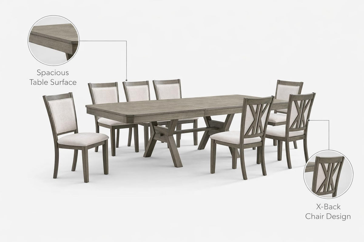Zara Light Gray 7-Piece Dining Set — product view 3