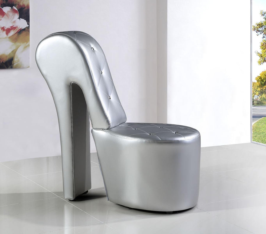 Tristam 40" Modern Glam High Heel Lounge Chair - Silver Faux Leather