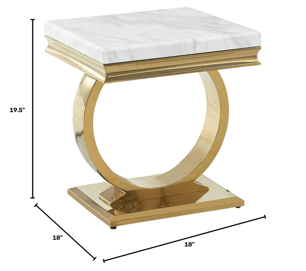 Lexington Square Faux Marble End Table - side view