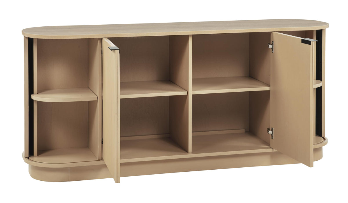 Halcrest 62" Mid-Century Fluted Sideboard Buffet in Light Oak - back view