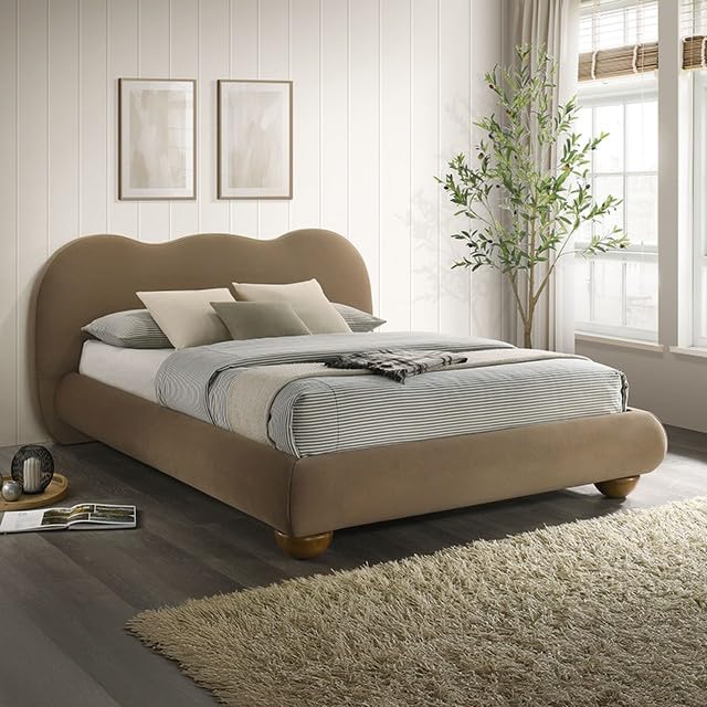 Finamore Upholstered Platform Bed with Camel-Back Headboard