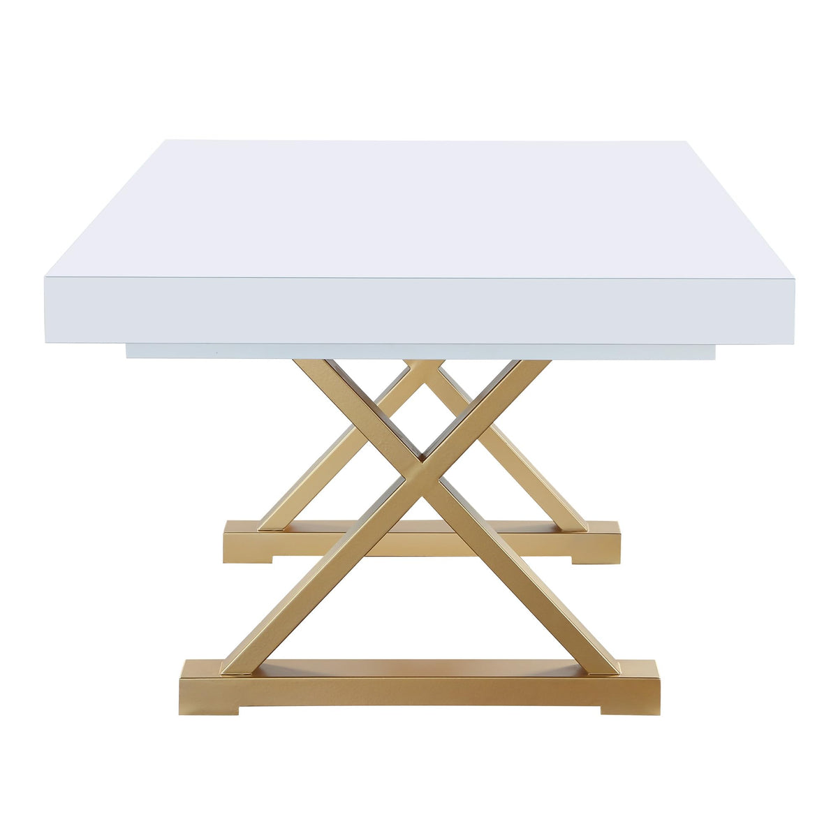 Takao Contemporary Lacquer Rectangle Dining Table for 6 or 8, 84" to 124" with Removable End Leaf… - back view