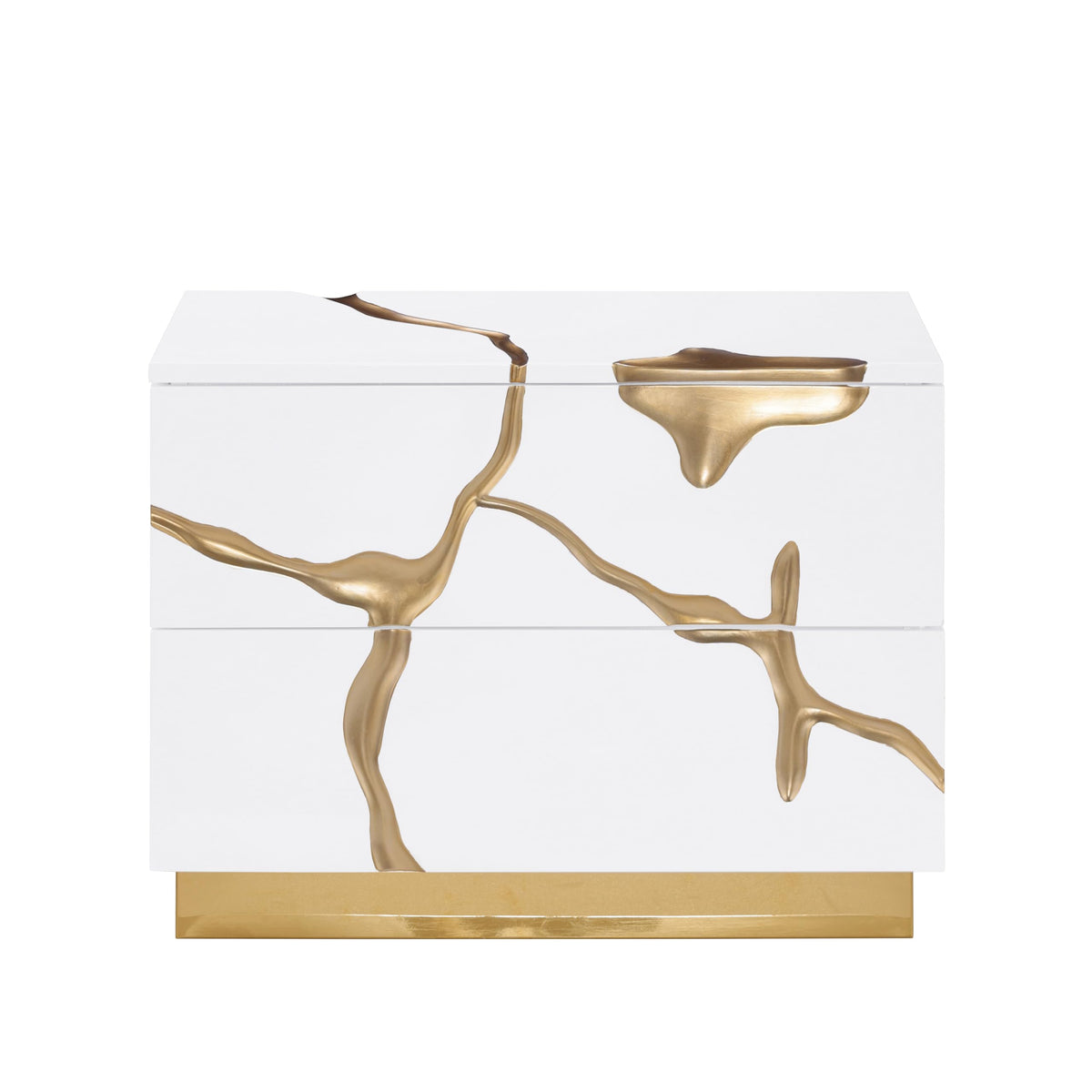Trevello Modern Contemporary High-Gloss Lacquered Right Nightstand - detail view