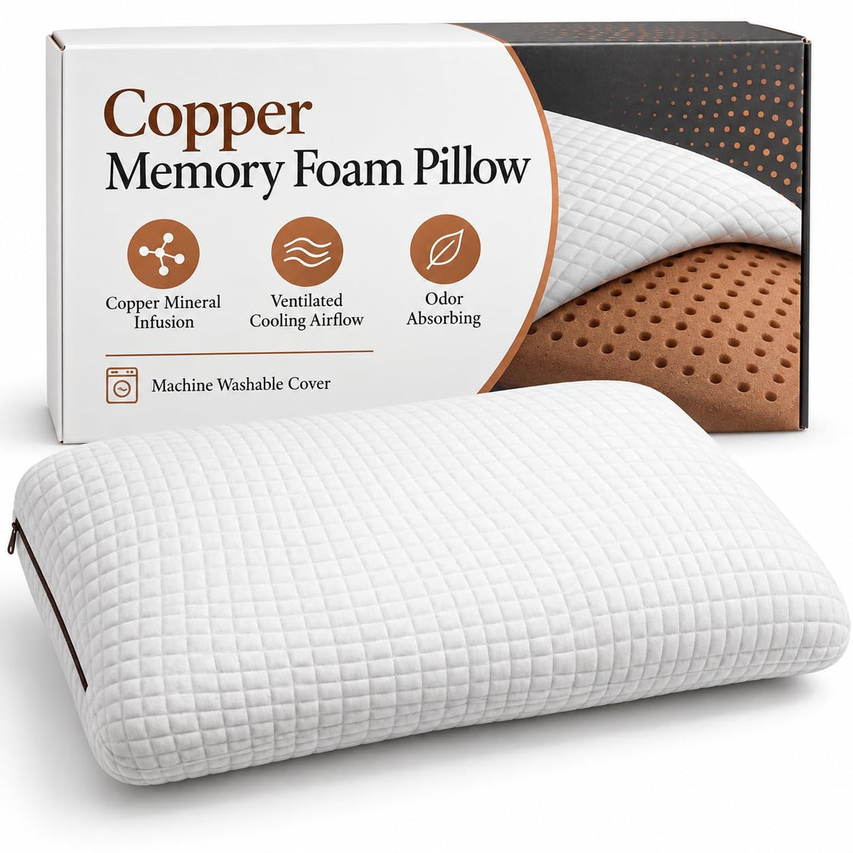 Copper Infused Cooling Memory Foam Pillow – image 1