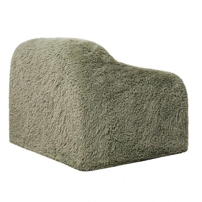Vander Boneless Barrel Accent Chair in Sage Green Faux Fur – view 2