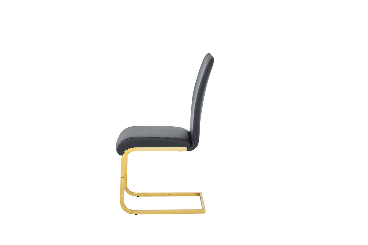 Mirage 5 Pcs Glass Top Mid-Century Modern Dining Set, Gold Finish in Black - angle view