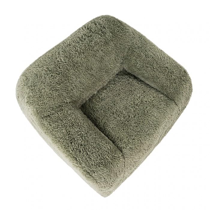 Vander Boneless Barrel Accent Chair in Sage Green Faux Fur – view 6