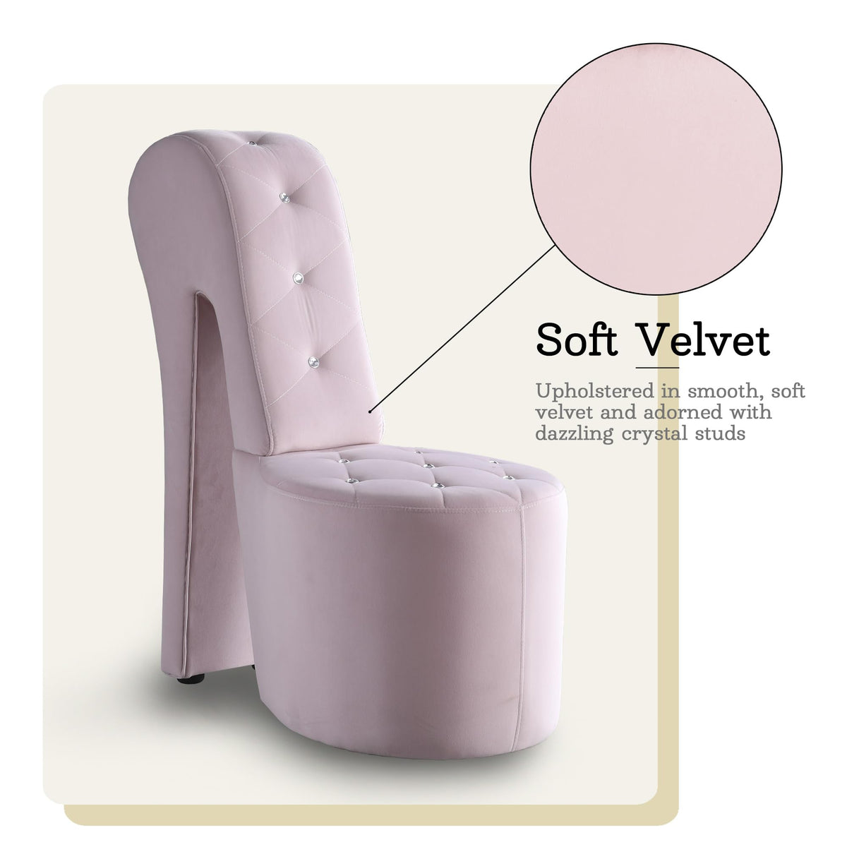 Tristam 40" Modern Glam High Heel Lounge Chair - angle view