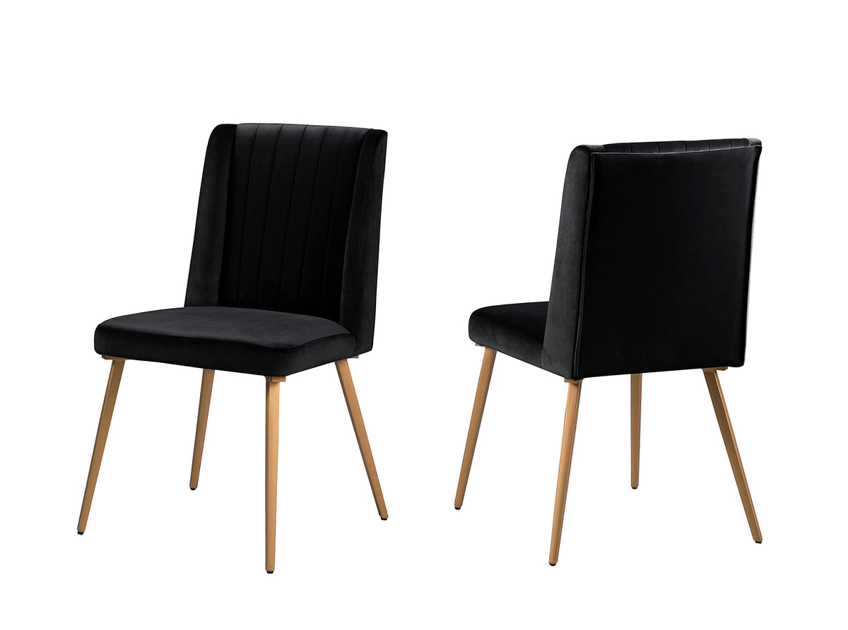Adaline Mid-Century Modern Wood Veneer 5 Pcs Round Dining Set in Black - detail view - Black