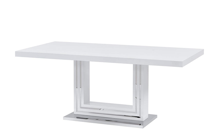 Gudmund 71" Rectangular Dining Table with Chrome Base - Modern White Lacquer