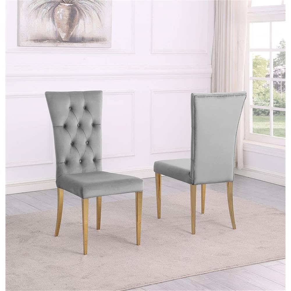 Terracotta Velvet Dining Chairs in Gray with Gold