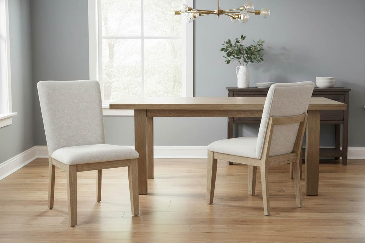 al Ash Veneer Wood Fluted Tripod Base Kitchen Room Furniture Stationary Set (DT256LO5) - room setting