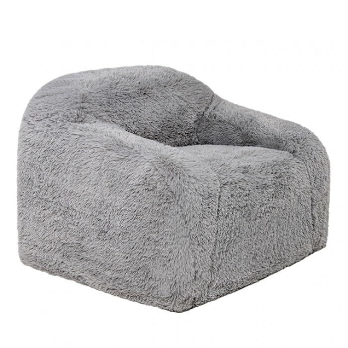 Vander Boneless Barrel Accent Chair in Fog Gray Faux Fur – view 8