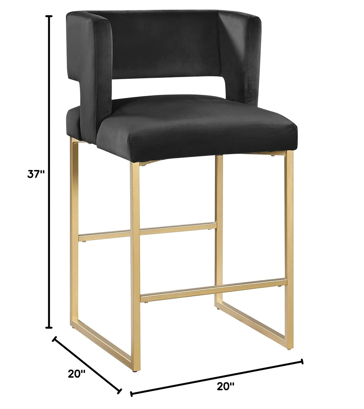 Leonard 36" Velvet Counter Height Stool - side view