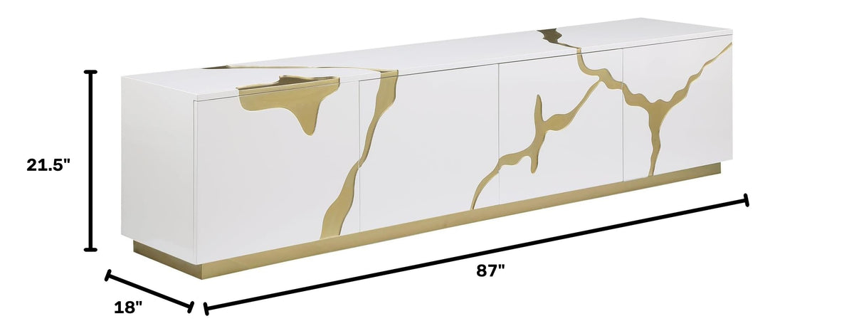 Taylor 87" High Gloss Lacquer TV Stand - side view