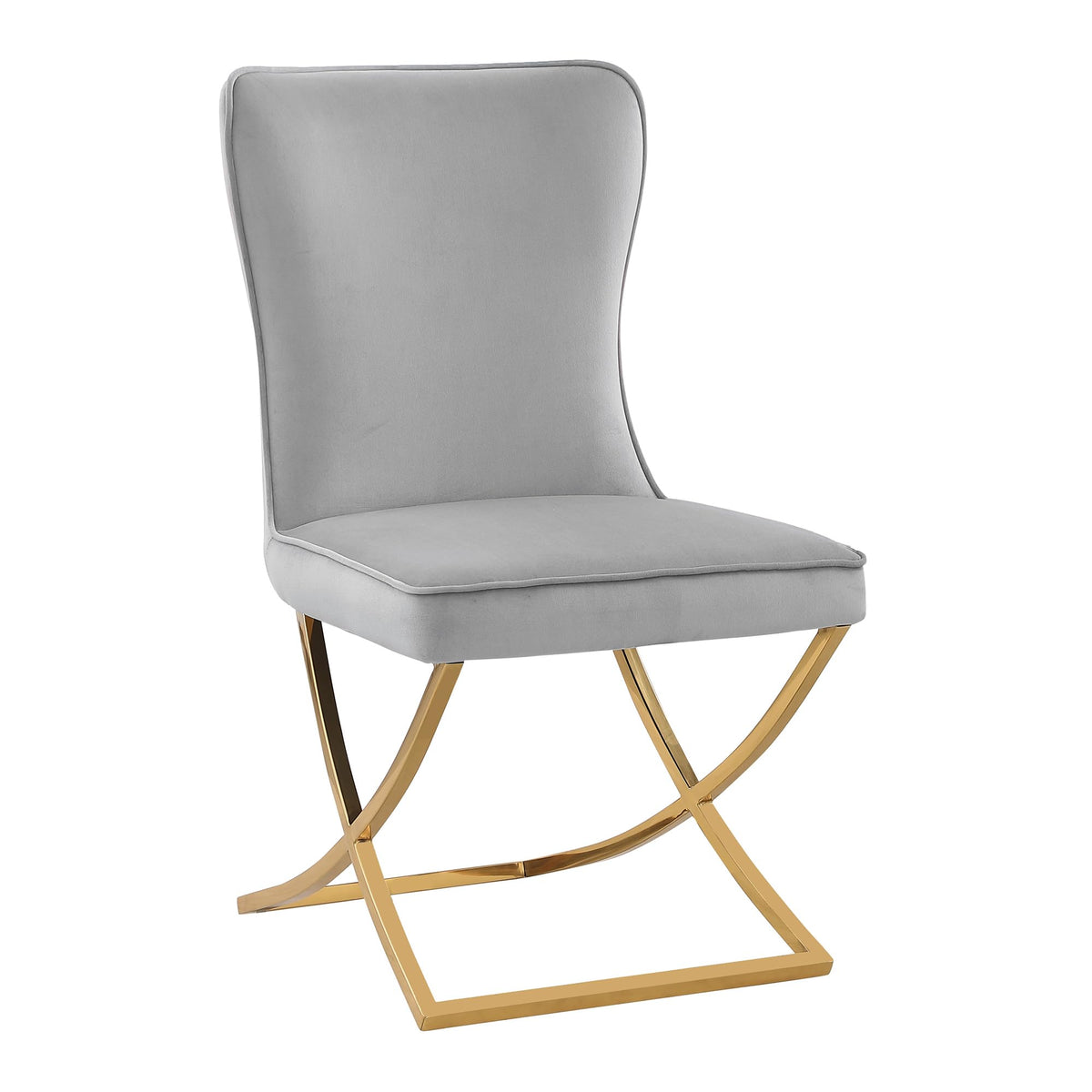 Thiago Contemporary Velvet Dining Chair with X-Shaped Gold Legs
