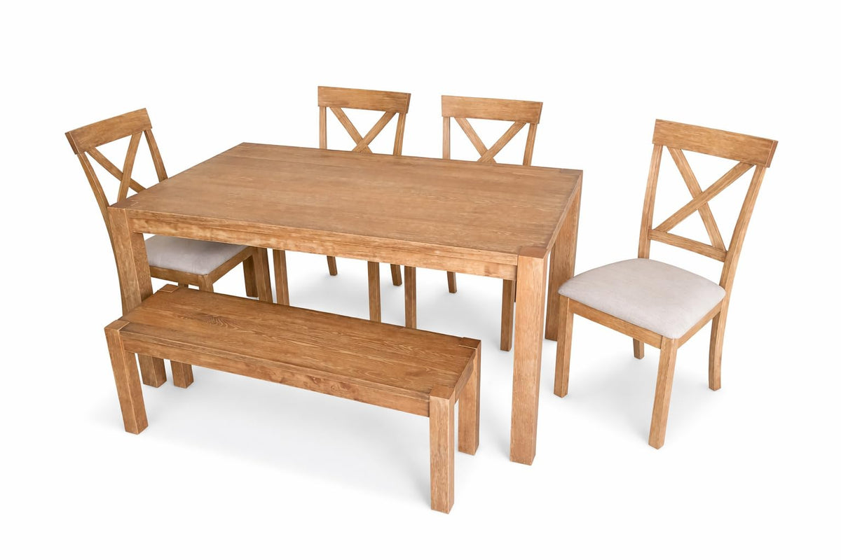 Janet 60" Transitional Rectangular Wood Dining Table with 4 Straight Legs, Large Solid Farmhouse… - back view