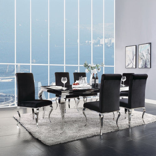 Fabiola Dining Chairs (Set of 2) - Stainless Steel Cabriole Legs & Padded Fabric Seat