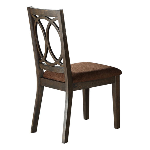 Jameson Dining Side Chairs - Overlapping Oval Back in Espresso & Brown Fabric (Set of 2)