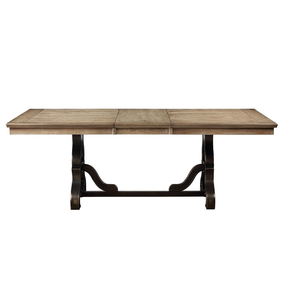 Nathaniel Extendable Trestle Dining Table & Wine Rack Server in Maple