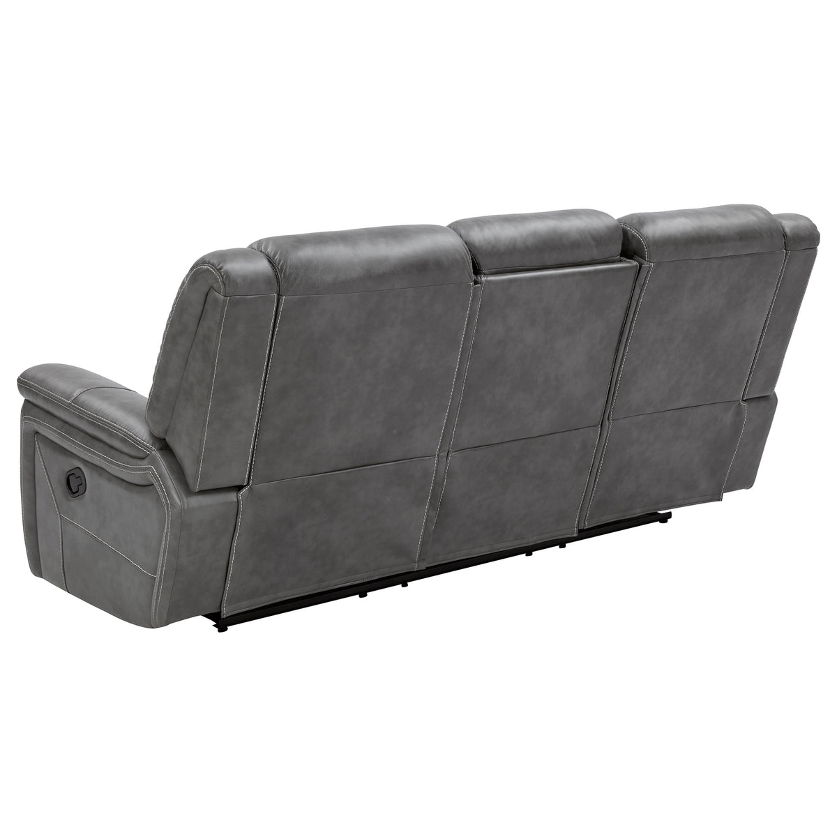 Conrad Reclining Sofa, Glider Loveseat & Recliner - Grey Faux Leather with Cup Holders & Power Outlets – view 11