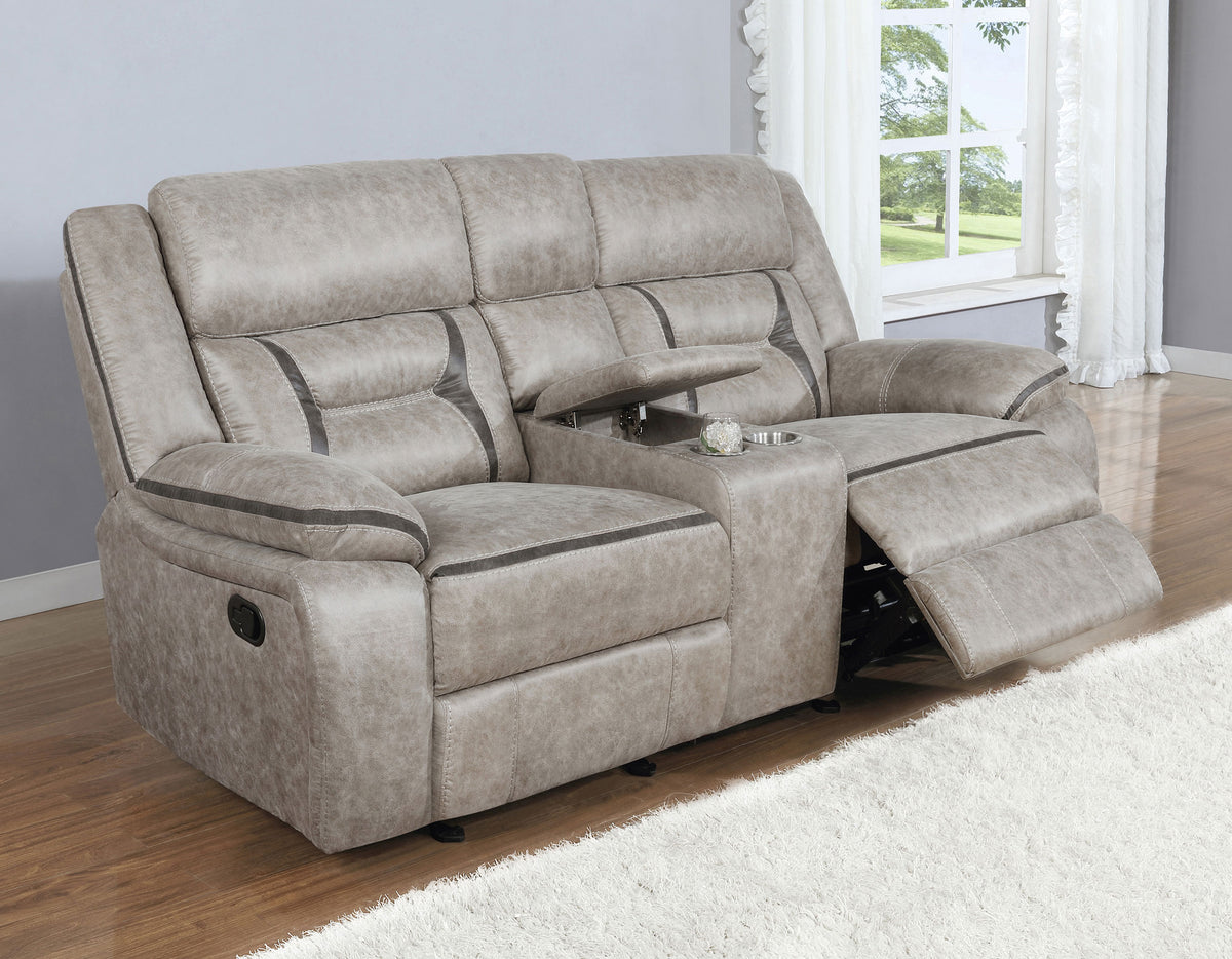 Greer Reclining Sofa, Glider Loveseat & Swivel Glider Recliner - Taupe Faux Leather with Power & USB โ view 14