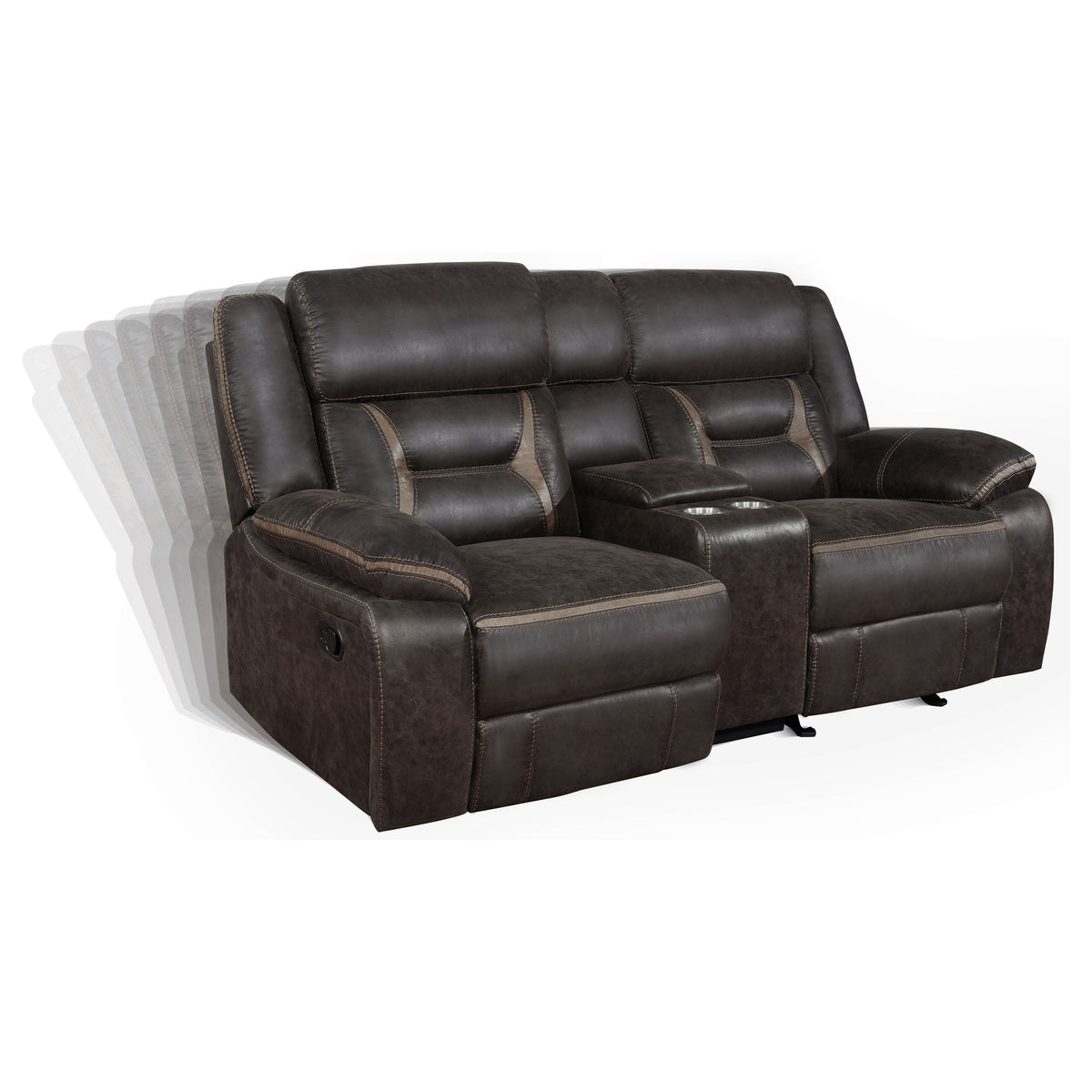 Greer Reclining Sofa, Glider Loveseat & Swivel Recliner - Brown Faux Leather with Power Hub & Cup Holders – view 16