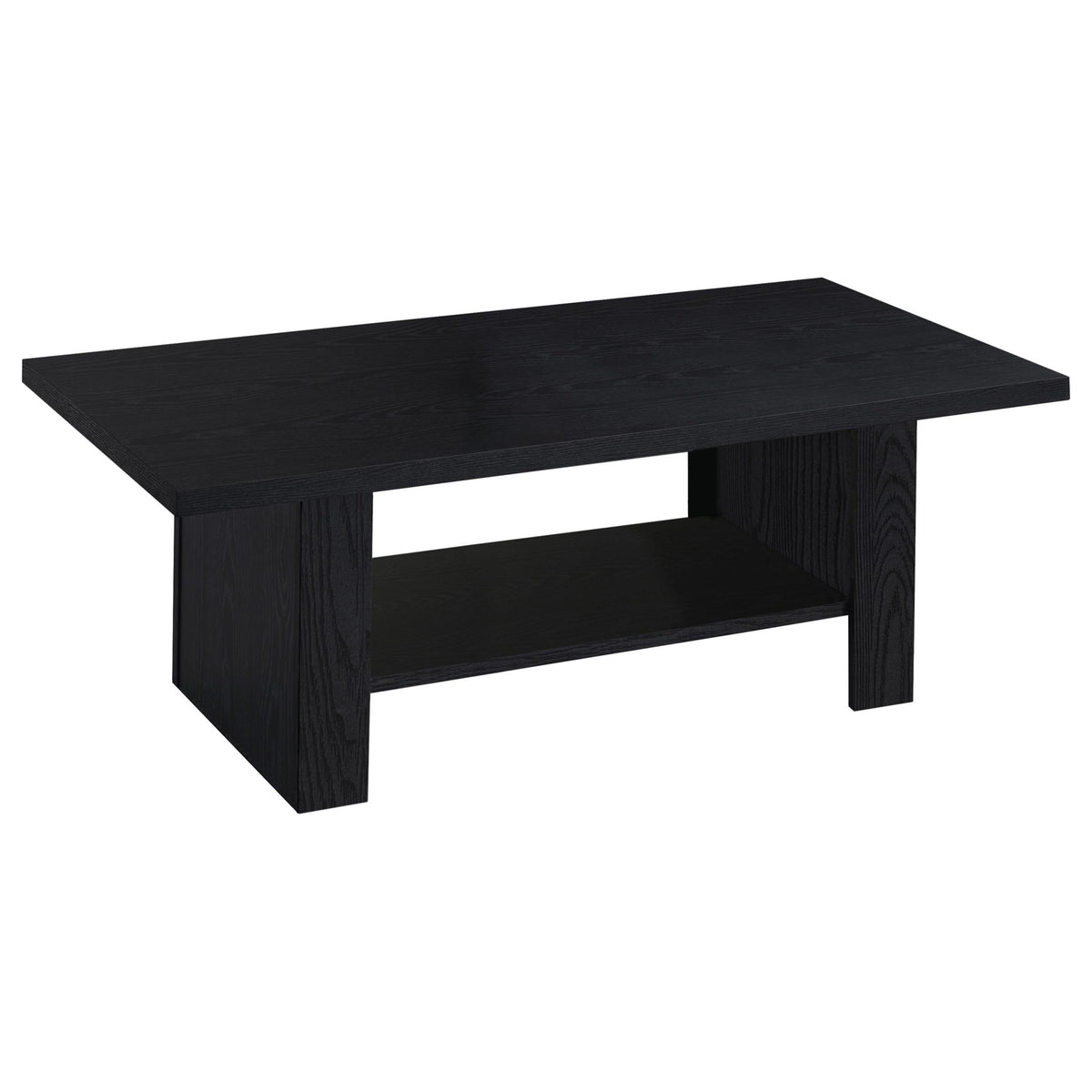 Rodez 3-Piece Coffee Table Set with Lower Shelf - Contemporary Black Coffee Table & 2 End Tables – view 3