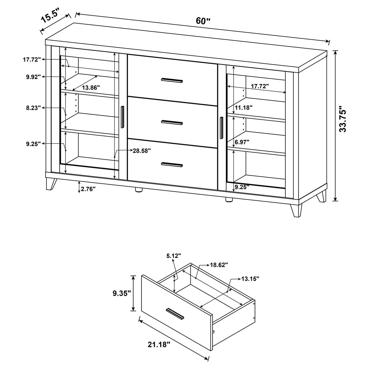 Lewes 60" TV Stand & 4-Piece Entertainment Center - Glass Doors & Media Towers in Cappuccino