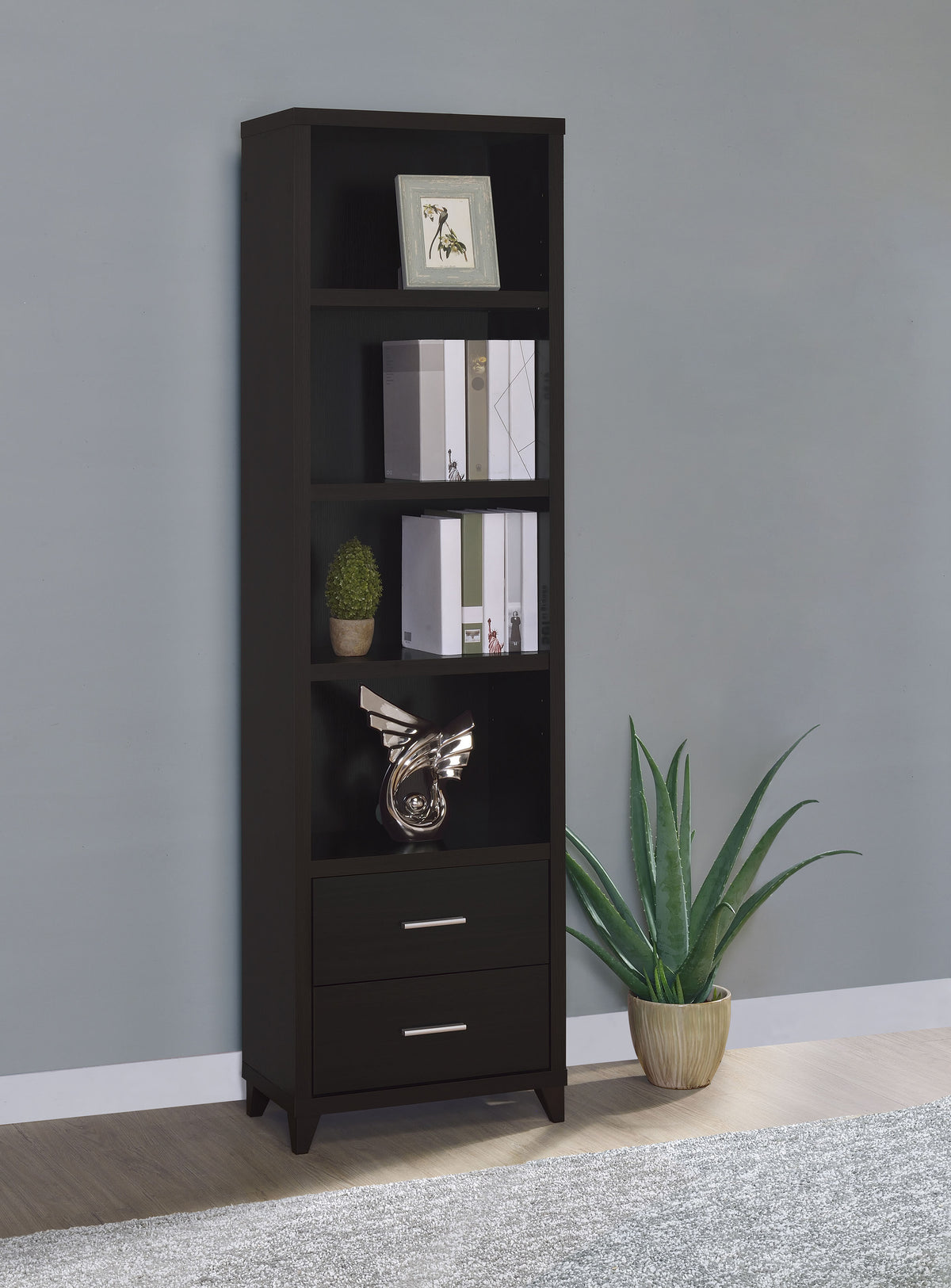 Lewes 60" TV Stand & 4-Piece Entertainment Center - Glass Doors & Media Towers in Cappuccino - lifestyle
