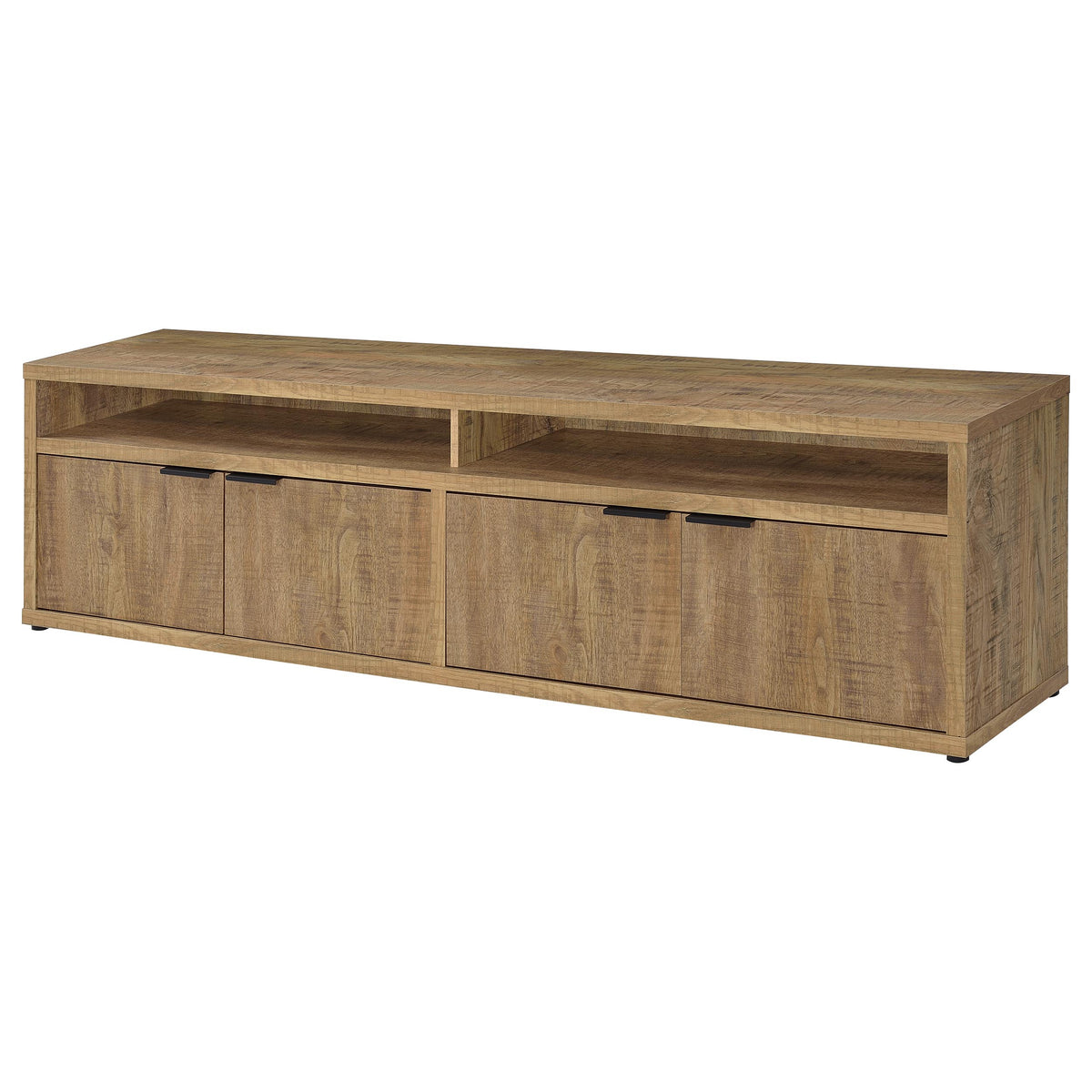 Sentnor 79" TV Stand with 4 Doors & Open Bays - Rustic Mango Finish with Black Pulls – view 5